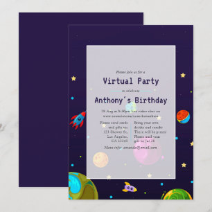 Convite de Aniversário Virtual Espacial