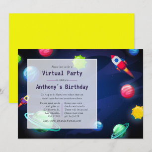 Convite de Aniversário Virtual Espacial