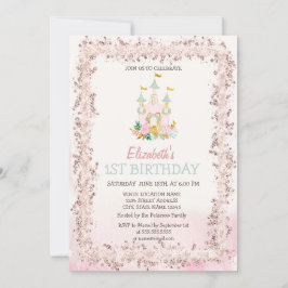 Convite de Aniversário Watercolor Castle Glitter F