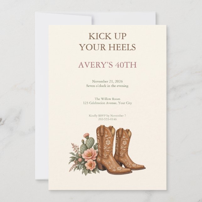 Convite de Aniversário Western Boots (Frente)