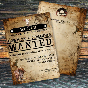 Convite de Aniversário Western Rústico