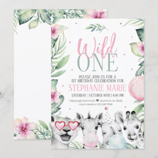 Convite de Aniversário Wild One Safari para Menina