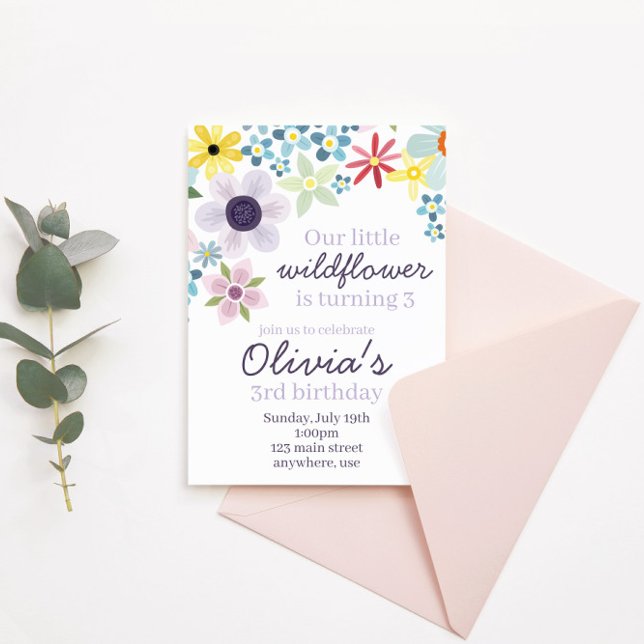 Convite de Aniversário Wildflower (Criador carregado)