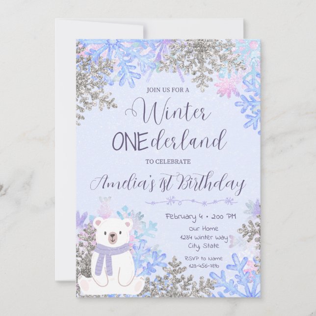Convite de Aniversário Winter Onederland (Frente)