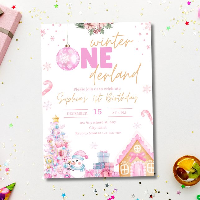 Convite de Aniversário Winter Onederland, Natal (Criador carregado)