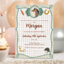 Convite de Aniversário Xadrez de Pônei