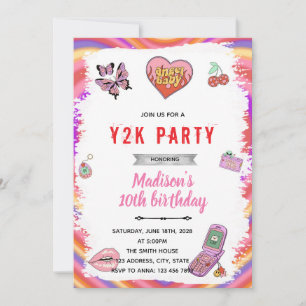 Convite de aniversário Y2K
