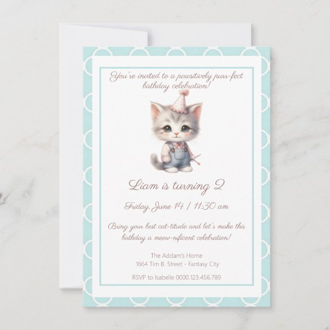 Convite de aniversário Zazzle meow-nificente (Frente)
