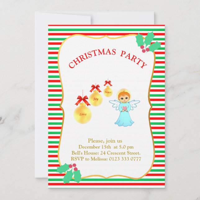 Convite de Anjo para Festa de Natal (Frente)