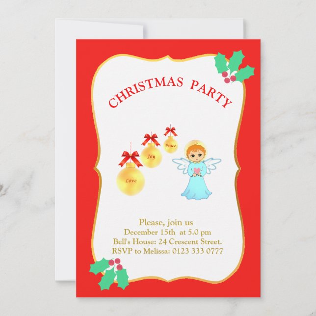 Convite de Anjo para Festa de Natal (Frente)