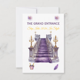Convite de Ano Novo 2026 Roxo e Dourado Luxuoso