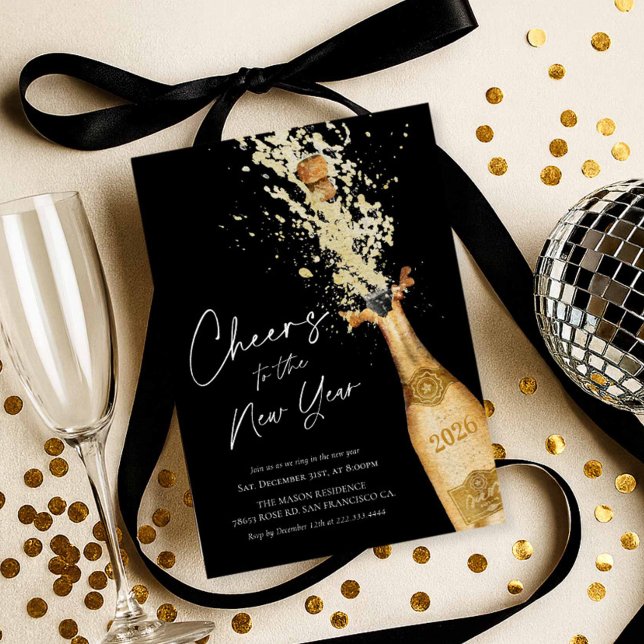 Convite de Ano Novo Elegante para Festa (Elegant New Years Party Invitation)