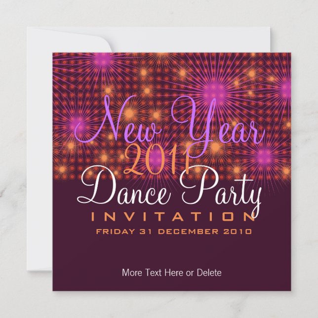 Convite de Ano Novo para Estrelas de Festas de Dan (Frente)