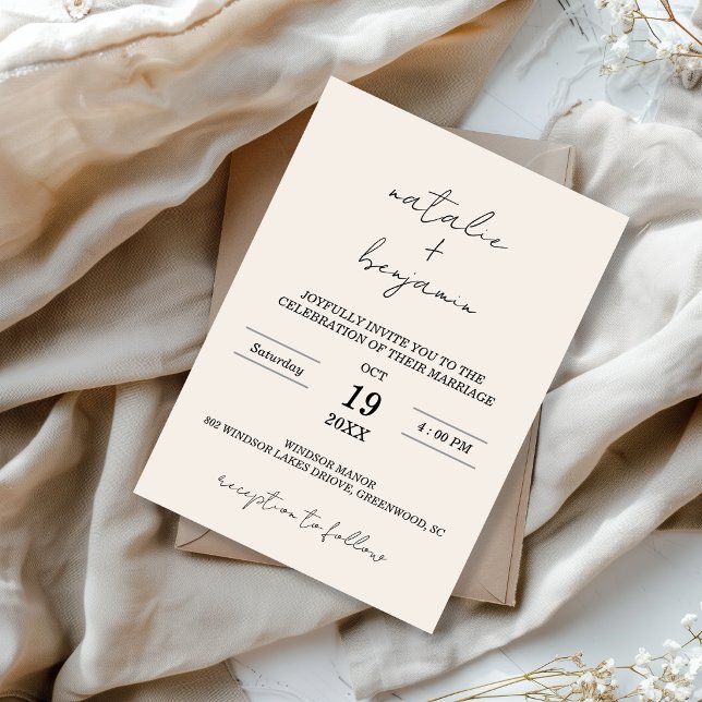 Convite de Anúncio de Casamento Minimalista com Fo (Criador carregado)