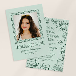 Convite de Anúncio de Formatura com Desenho Verde