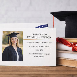 Convite de Anúncio de Formatura com Foto Moderna