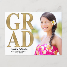Convite de Anúncio de Foto de Gradução Branco Dour