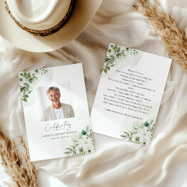 Convite de Anúncio de Funeral Floral Branco de Ver