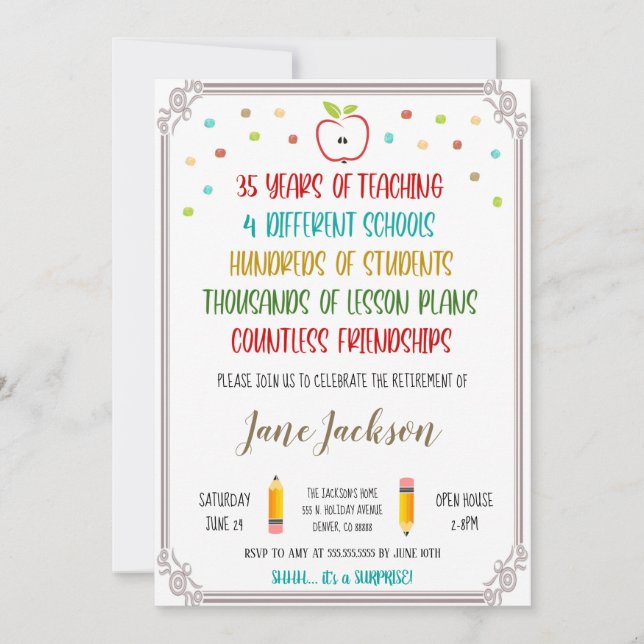 Convite de Aposentadoria de Professor (Frente)