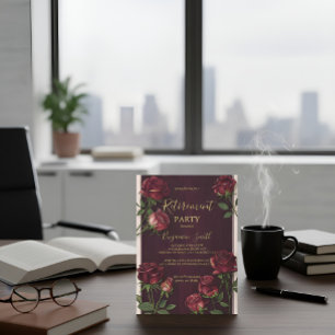 Convite de Aposentadoria Rosa de Madeira Escura Te
