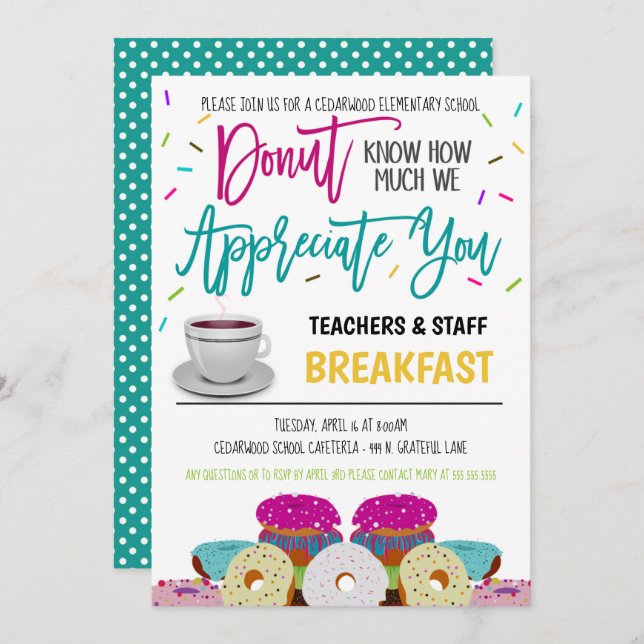 Convite de Apreciação de rosquinha (Frente/Verso)