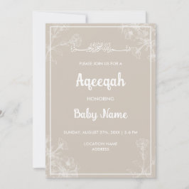 Convite de Aqeeqah Aqiqah Floral Moderno Instantân
