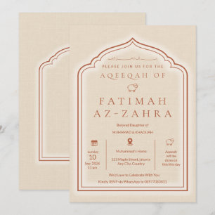 Convite de Aqeeqah Bege de Luxo para Menina