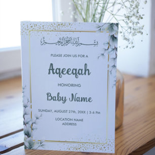 Convite de Aqeeqah Dourado Floral Moderno Instantâ