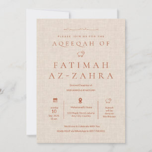 Convite de Aqeeqah Islâmico com textura de Linho B