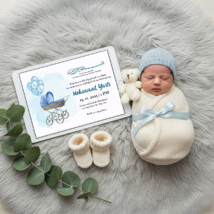Convite de aqiqah de bebê menino muçulmano balão d
