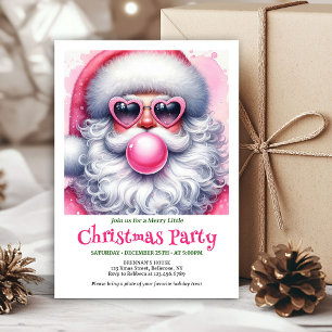 Convite de aquarela de Papai Noel chiclete rosa br