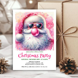 Convite de aquarela de Papai Noel chiclete rosa br
