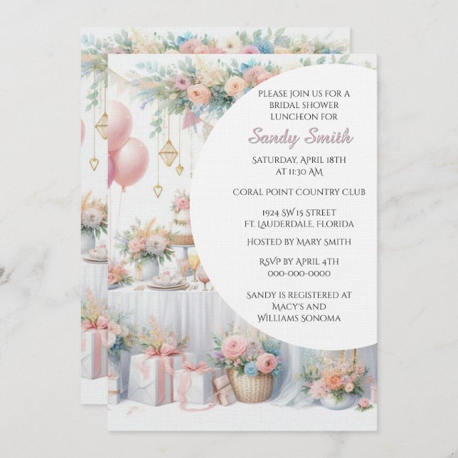 Convite De Aquarela Do chá de panela (Frente/Verso)