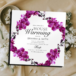 Convite de Aquecimento de Casa Floral Roxo Moderno
