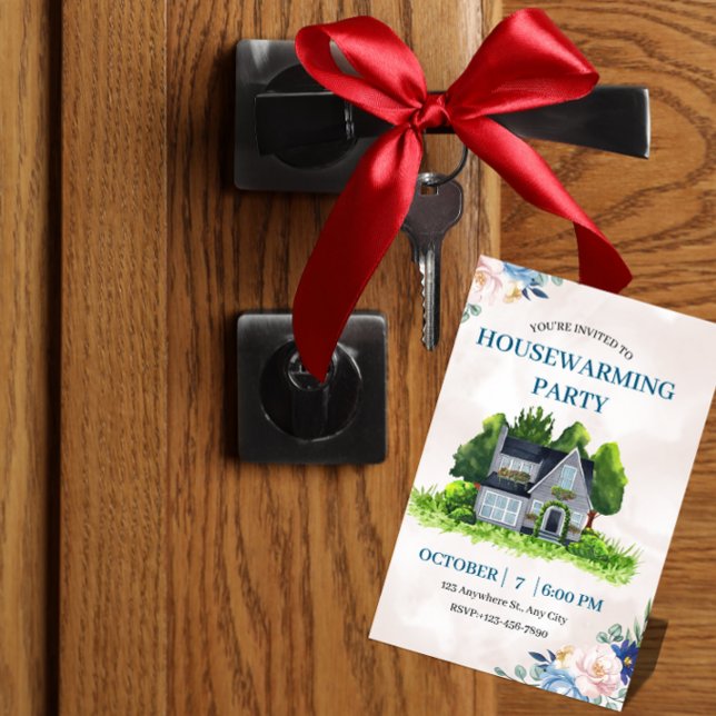 Convite de Aquecimento de Casa Moderna ("Celebrate in style with our clean, customizable housewarming invite.")