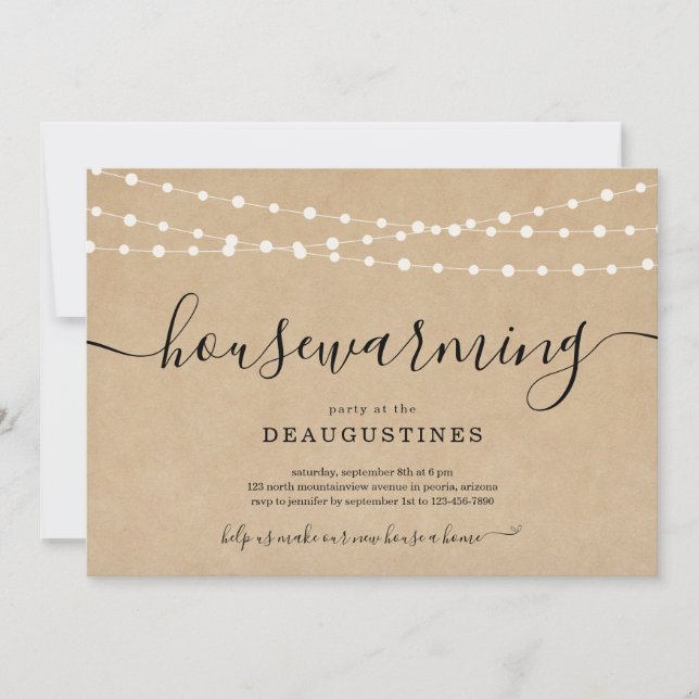 Convite de Aquecimento Rústico para Festa em Casa (Frente)