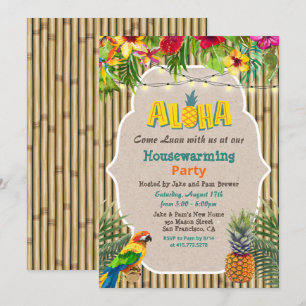 Convite de Aquecimento Tropical Aloha Luau