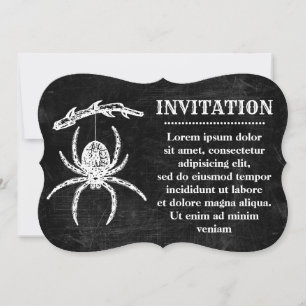 Convite de Aranha Gótica Pendurada no Ramo