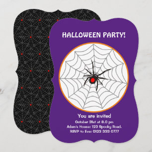 Convite de Aranha Viúva Negra de Halloween em Roxo