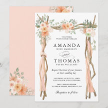 Convite de Arco Floral Rosa para Casamento