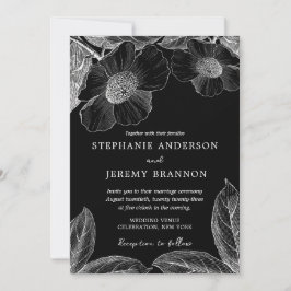 Convite De Arte De Linha Botânica Vintage