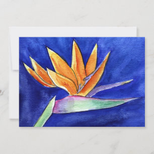 Convite de Arte em Aquarela da Flor Ave do Paraíso