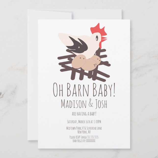 Convite de Arte para Chá de Bebê de Animais do Cel (Frente)