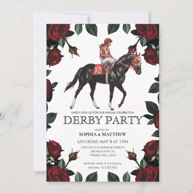 Convite de Arte para Festa de Derby de Corrida de  (Frente)