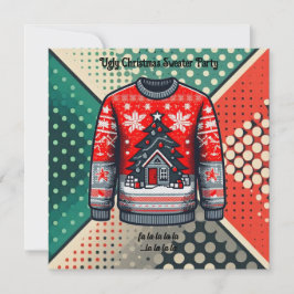 Convite de Arte Pop de Suéter de Natal Feio Retro