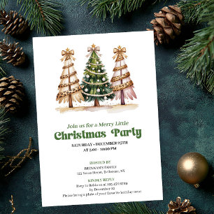 Convite de árvore de Natal com leopardo em aquarel