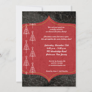 Convite de Árvore de Natal de Contorno Branco 5x7