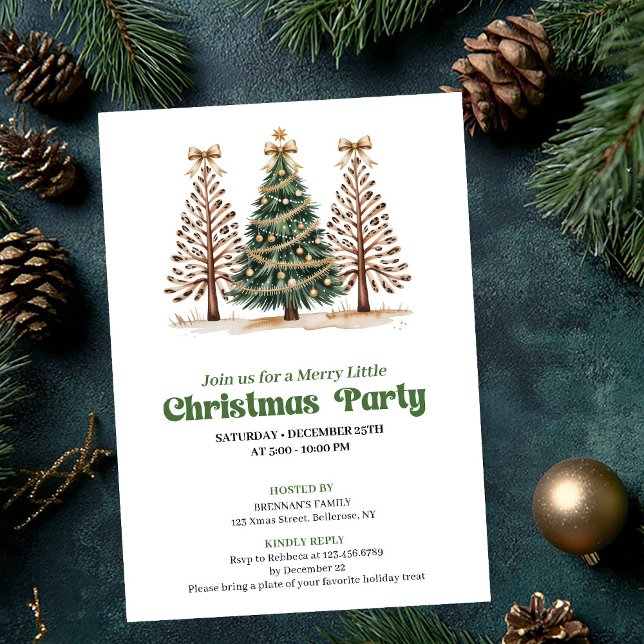 Convite de árvore de Natal em estampa de leopardo  (Stylish neutral leopard Christmas tree invitation)