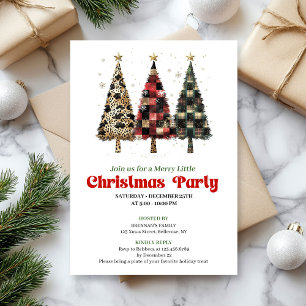 Convite de árvore de Natal xadrez e leopardo capri