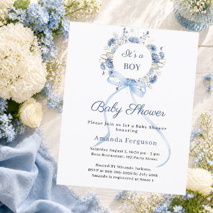 Convite de Baby Shower com arco de grinalda floral